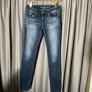 American Eagle Jegging Jeans Women’s 3/4 Dark Wash Skinny Stretch Denim, Y2K Fit